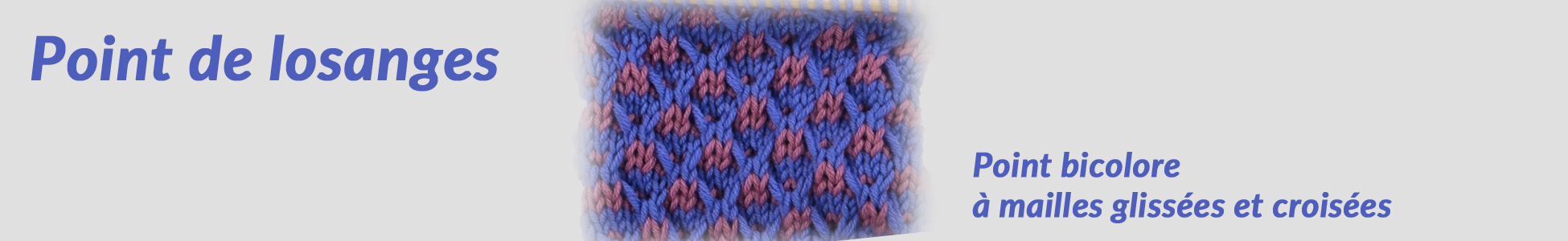 Point fantaisie de tricot : Bicolore à mailles croisées
